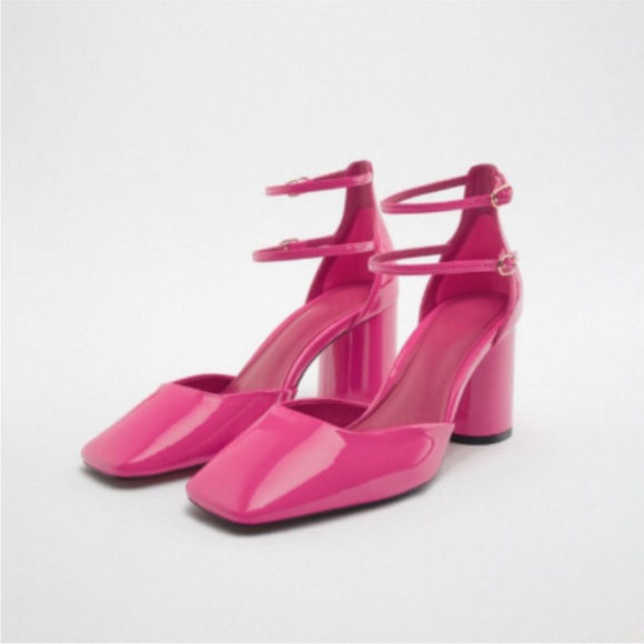 Zara Vibrant Pink Block Heels - Picture 1 of 4